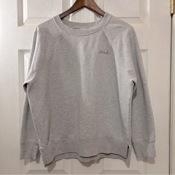 PINK VS Crewneck Sweatshirt Women's Split Hem Size Small Gray Oversized - Picture 1 of 9